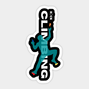 rock climbing with climber teal Sticker